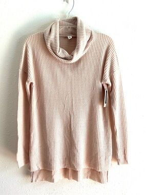 BP Cowl Neck Tunic Sweater Women's Size XS Beige Waffle Knit Nordstrom